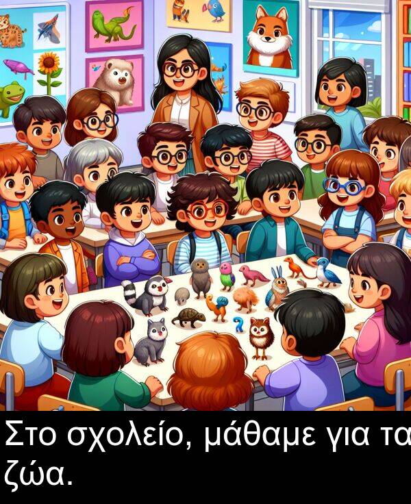 ζώα: Στο σχολείο, μάθαμε για τα ζώα.
