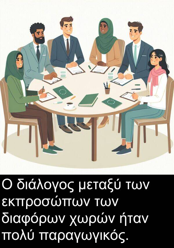μεταξύ: Ο διάλογος μεταξύ των εκπροσώπων των διαφόρων χωρών ήταν πολύ παραγωγικός.