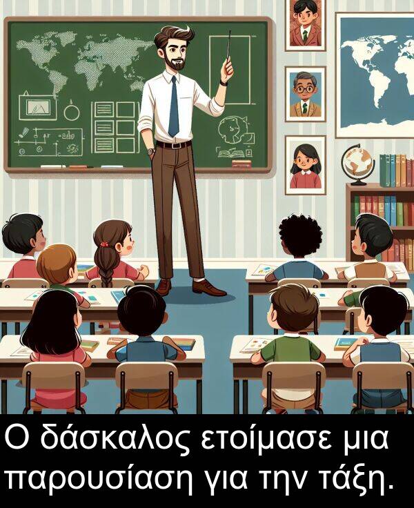 τάξη: Ο δάσκαλος ετοίμασε μια παρουσίαση για την τάξη.