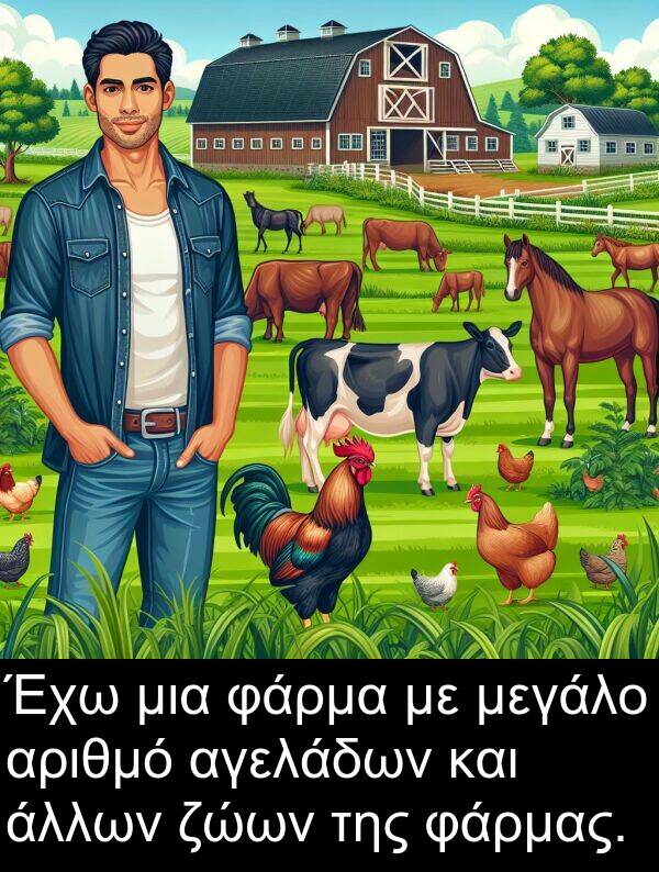φάρμας: Έχω μια φάρμα με μεγάλο αριθμό αγελάδων και άλλων ζώων της φάρμας.