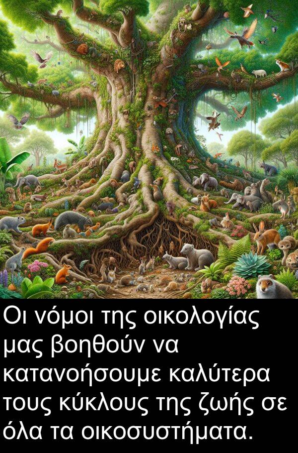 οικοσυστήματα: Οι νόμοι της οικολογίας μας βοηθούν να κατανοήσουμε καλύτερα τους κύκλους της ζωής σε όλα τα οικοσυστήματα.