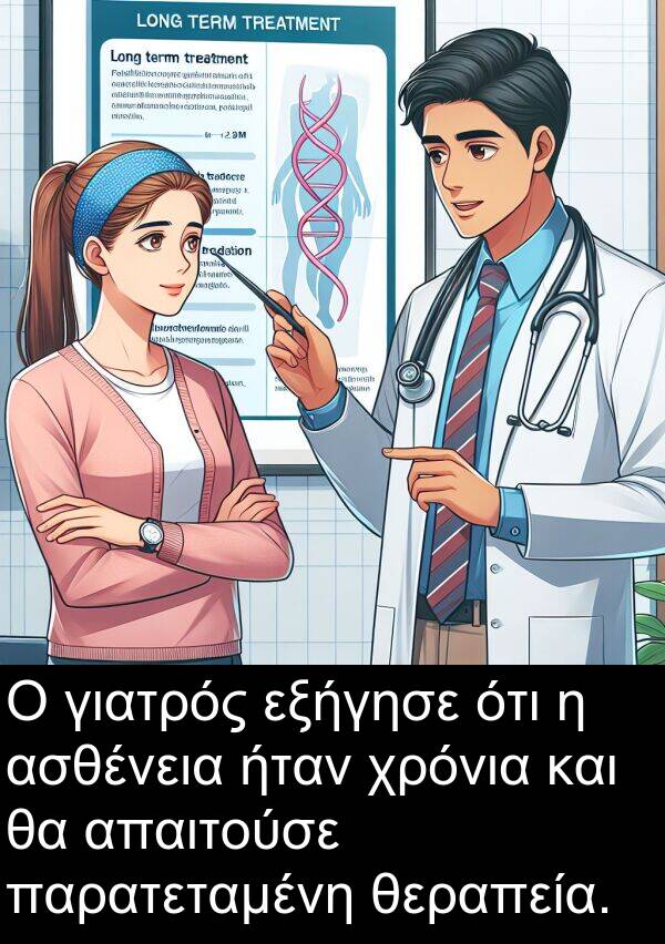 θεραπεία: Ο γιατρός εξήγησε ότι η ασθένεια ήταν χρόνια και θα απαιτούσε παρατεταμένη θεραπεία.