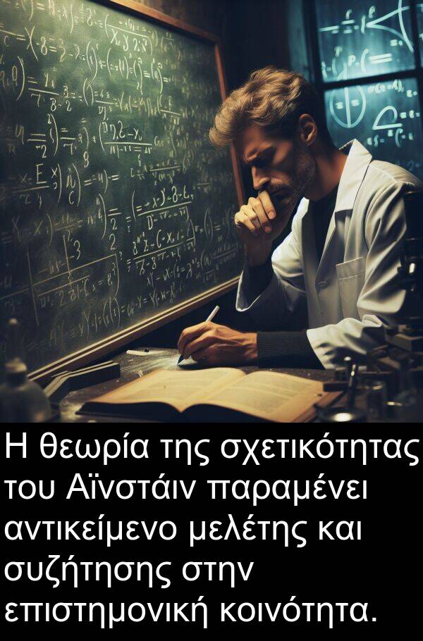 αντικείμενο: Η θεωρία της σχετικότητας του Αϊνστάιν παραμένει αντικείμενο μελέτης και συζήτησης στην επιστημονική κοινότητα.