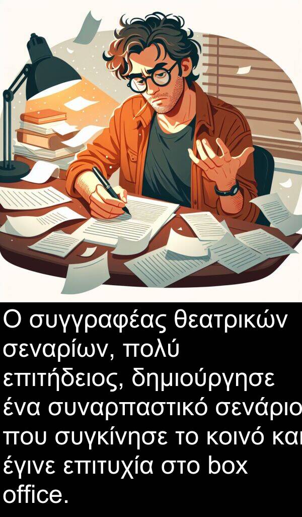 έγινε: Ο συγγραφέας θεατρικών σεναρίων, πολύ επιτήδειος, δημιούργησε ένα συναρπαστικό σενάριο που συγκίνησε το κοινό και έγινε επιτυχία στο box office.