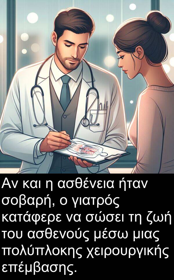 σώσει: Αν και η ασθένεια ήταν σοβαρή, ο γιατρός κατάφερε να σώσει τη ζωή του ασθενούς μέσω μιας πολύπλοκης χειρουργικής επέμβασης.