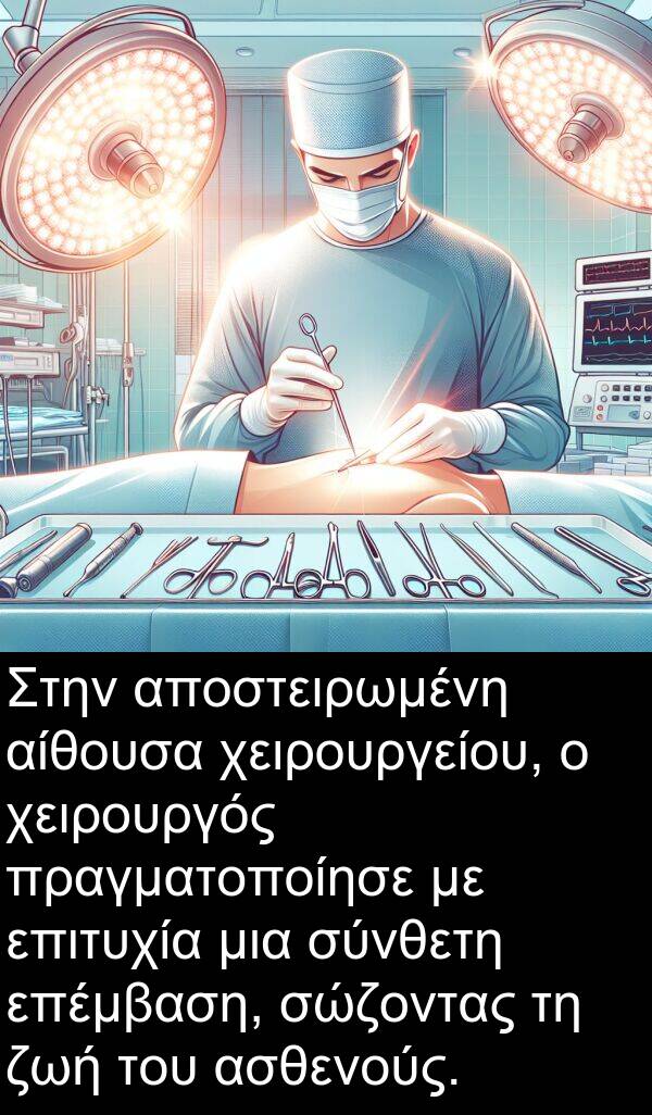 επιτυχία: Στην αποστειρωμένη αίθουσα χειρουργείου, ο χειρουργός πραγματοποίησε με επιτυχία μια σύνθετη επέμβαση, σώζοντας τη ζωή του ασθενούς.