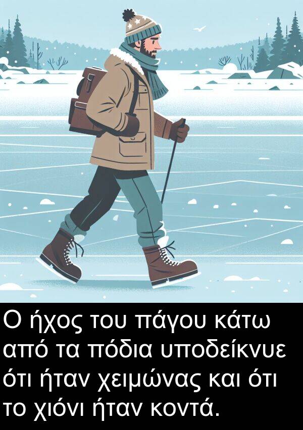 χιόνι: Ο ήχος του πάγου κάτω από τα πόδια υποδείκνυε ότι ήταν χειμώνας και ότι το χιόνι ήταν κοντά.