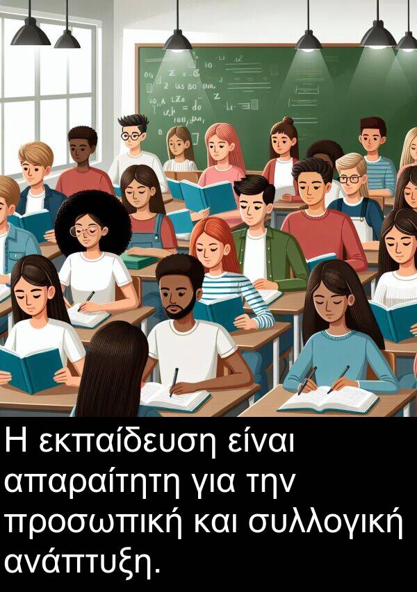 απαραίτητη: Η εκπαίδευση είναι απαραίτητη για την προσωπική και συλλογική ανάπτυξη.