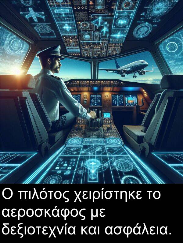 δεξιοτεχνία: Ο πιλότος χειρίστηκε το αεροσκάφος με δεξιοτεχνία και ασφάλεια.