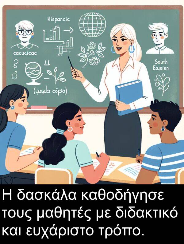 δασκάλα: Η δασκάλα καθοδήγησε τους μαθητές με διδακτικό και ευχάριστο τρόπο.