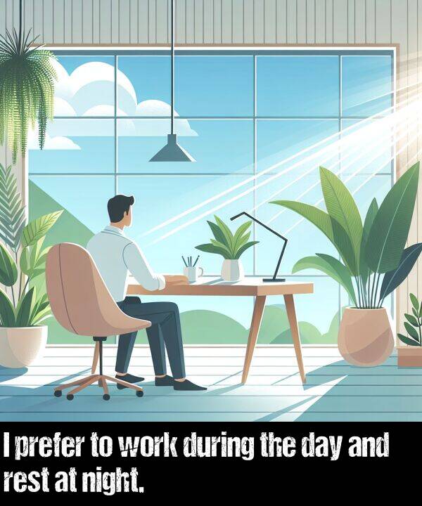 work: I prefer to work during the day and rest at night.