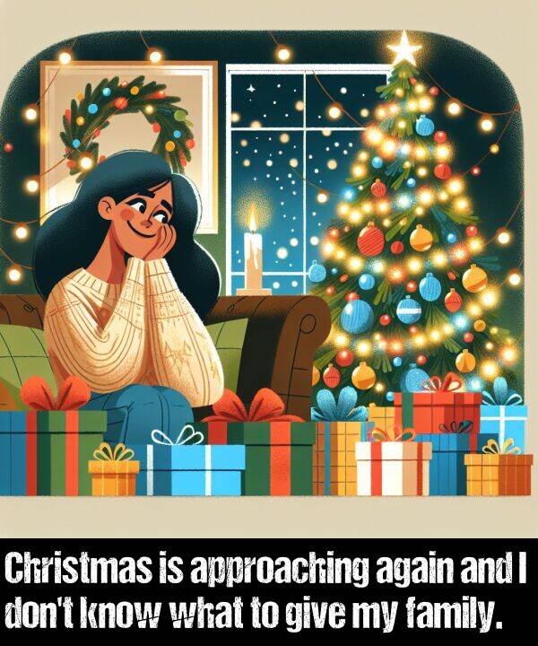 what: Christmas is approaching again and I don't know what to give my family.