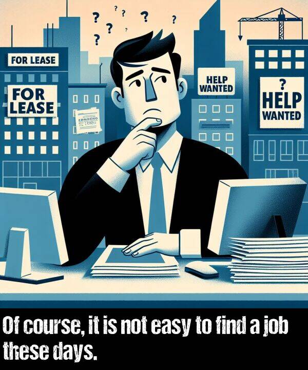easy: Of course, it is not easy to find a job these days.