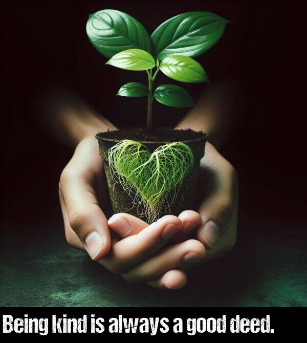 kind: Being kind is always a good deed.