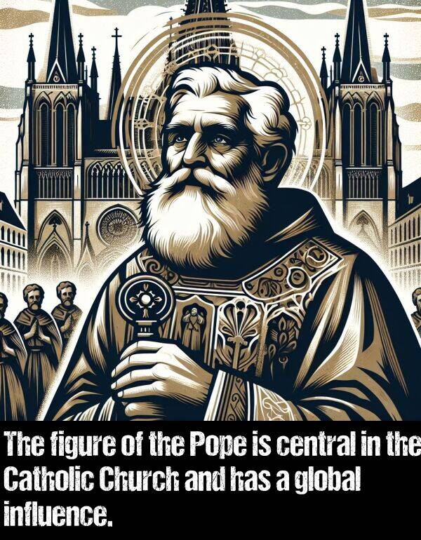 global: The figure of the Pope is central in the Catholic Church and has a global influence.
