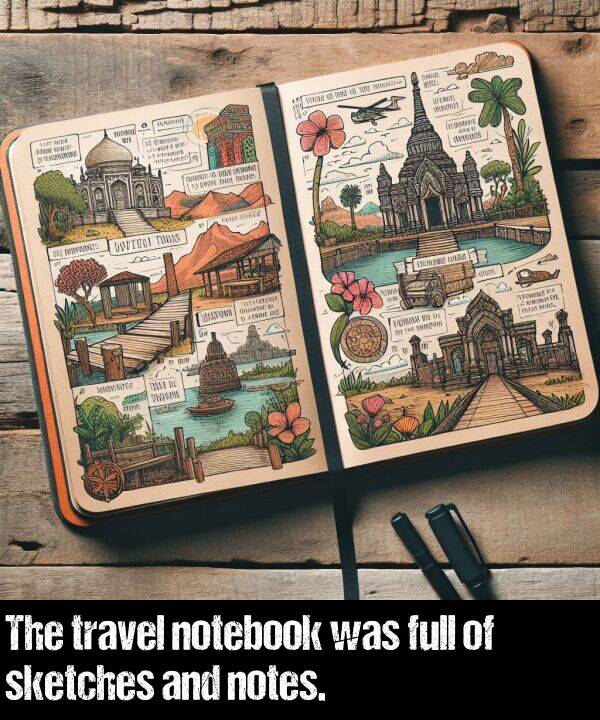 notebook: The travel notebook was full of sketches and notes.