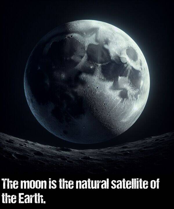 natural: The moon is the natural satellite of the Earth.