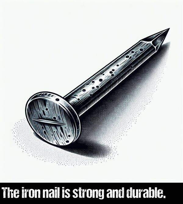 nail: The iron nail is strong and durable.