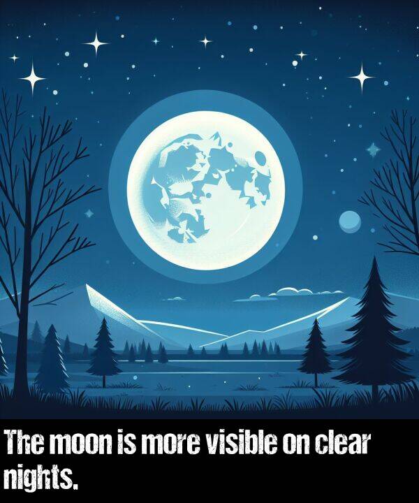 nights: The moon is more visible on clear nights.