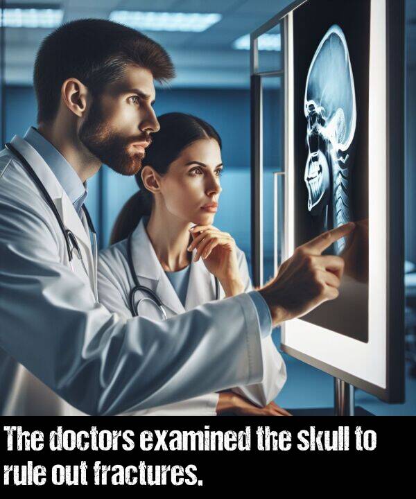 fractures: The doctors examined the skull to rule out fractures.