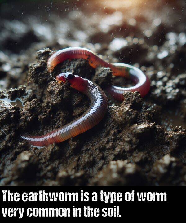 type: The earthworm is a type of worm very common in the soil.