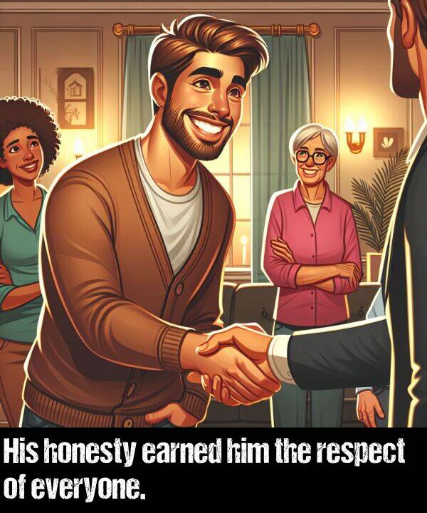 respect: His honesty earned him the respect of everyone.