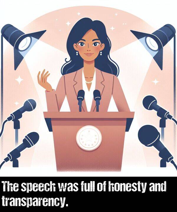 full: The speech was full of honesty and transparency.