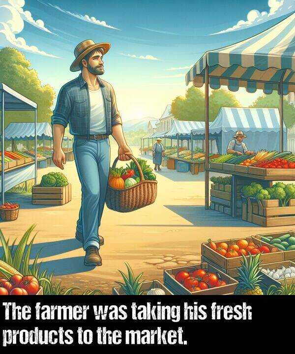 market: The farmer was taking his fresh products to the market.