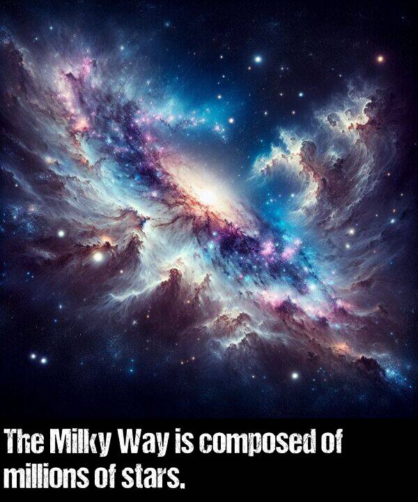 composed: The Milky Way is composed of millions of stars.