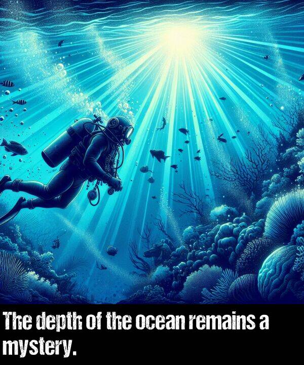 ocean: The depth of the ocean remains a mystery.