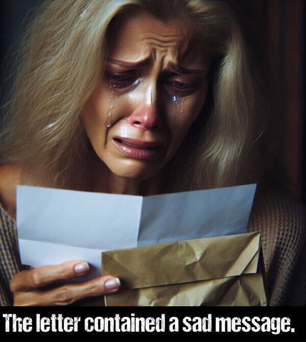 letter: The letter contained a sad message.