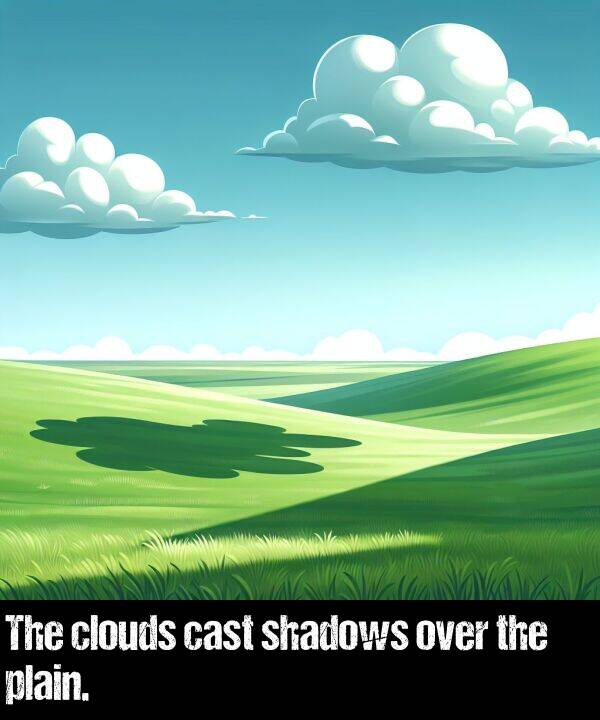 cast: The clouds cast shadows over the plain.