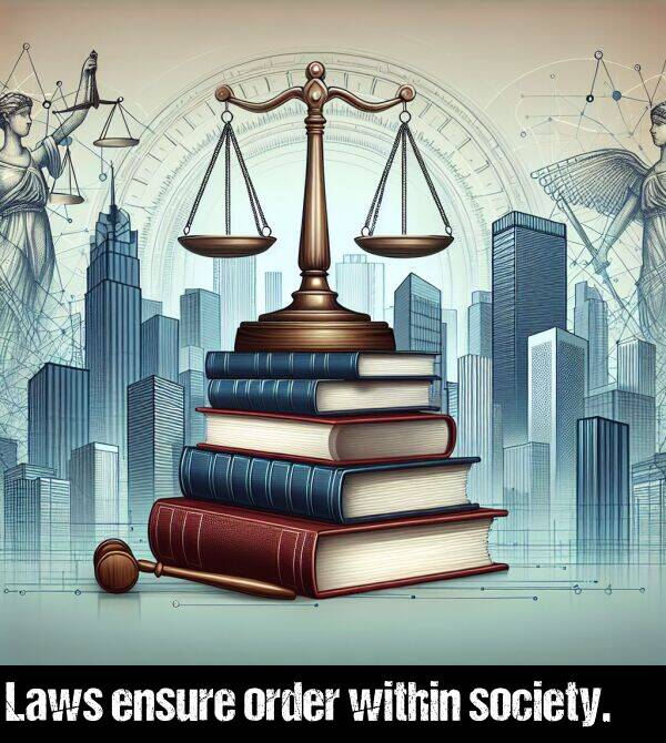 within: Laws ensure order within society.