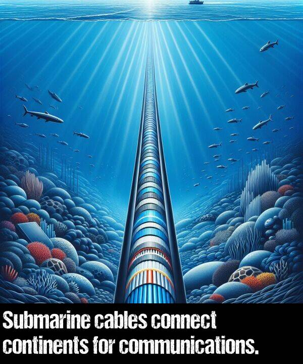 cables: Submarine cables connect continents for communications.