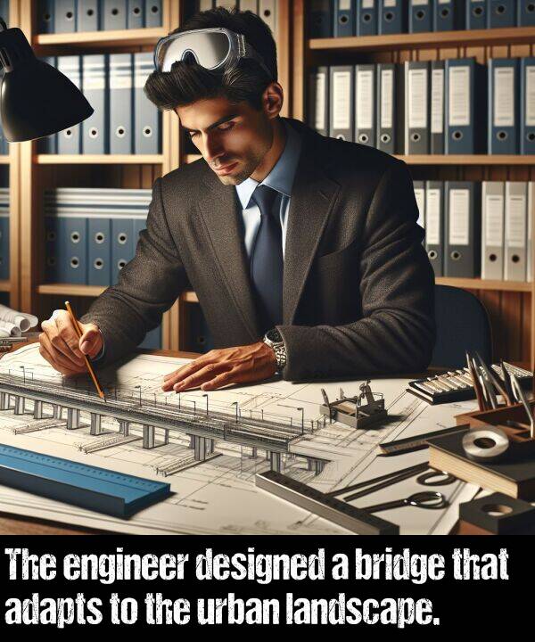 landscape: The engineer designed a bridge that adapts to the urban landscape.