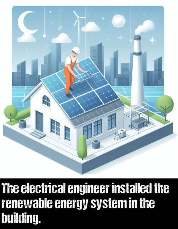 building: The electrical engineer installed the renewable energy system in the building.
