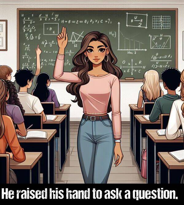 raised: He raised his hand to ask a question.