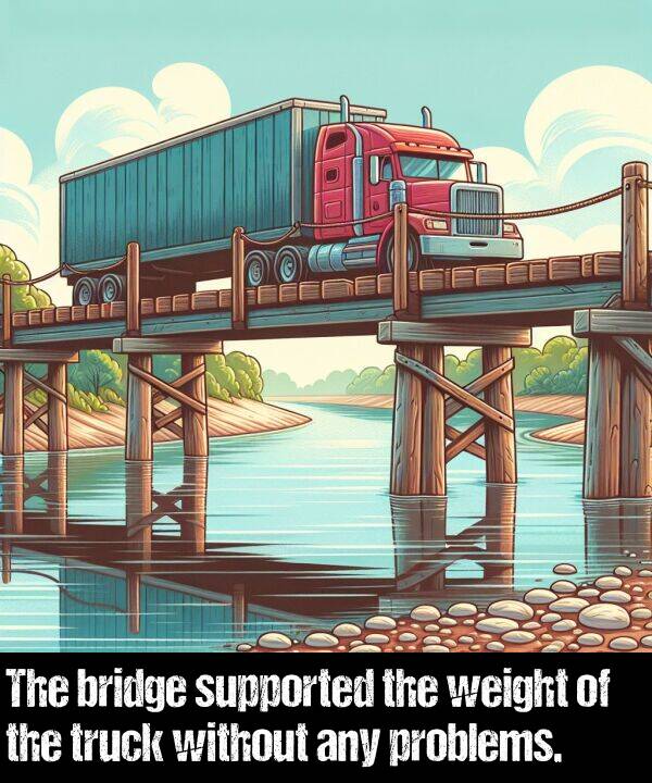 without: The bridge supported the weight of the truck without any problems.