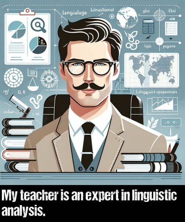 linguistic: My teacher is an expert in linguistic analysis.