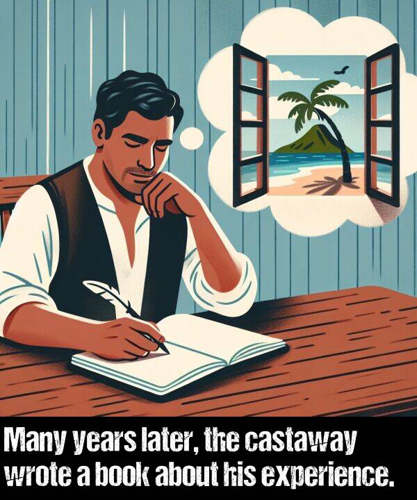 later: Many years later, the castaway wrote a book about his experience.