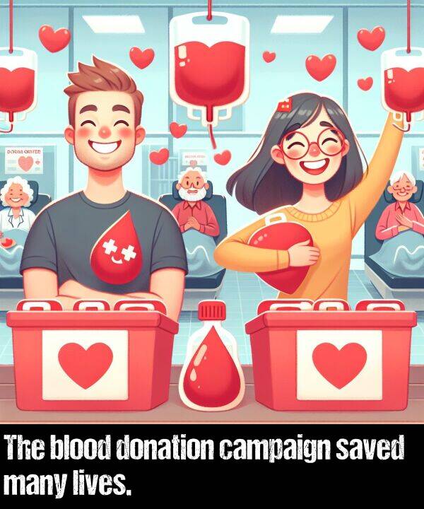 blood: The blood donation campaign saved many lives.