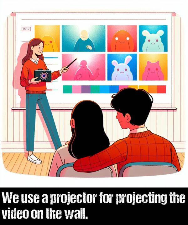 video: We use a projector for projecting the video on the wall.