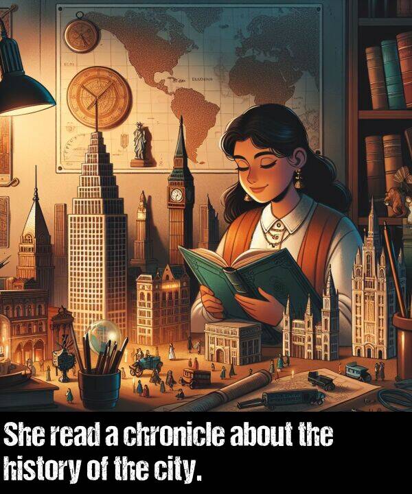 read: She read a chronicle about the history of the city.