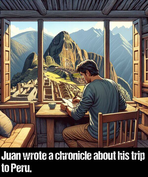 wrote: Juan wrote a chronicle about his trip to Peru.