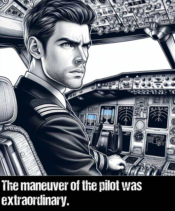 maneuver: The maneuver of the pilot was extraordinary.