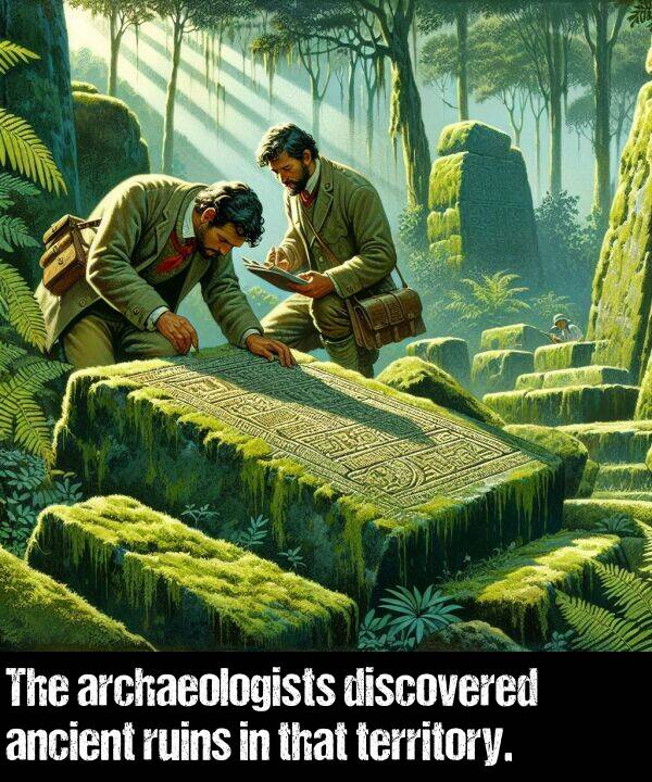 territory: The archaeologists discovered ancient ruins in that territory.