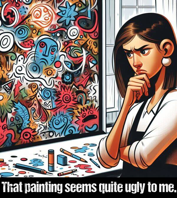 ugly: That painting seems quite ugly to me.