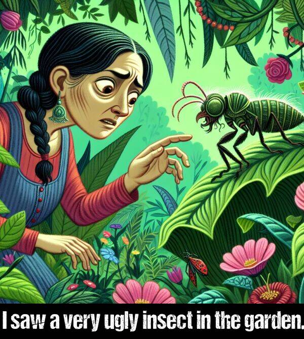 very: I saw a very ugly insect in the garden.