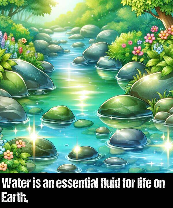 life: Water is an essential fluid for life on Earth.