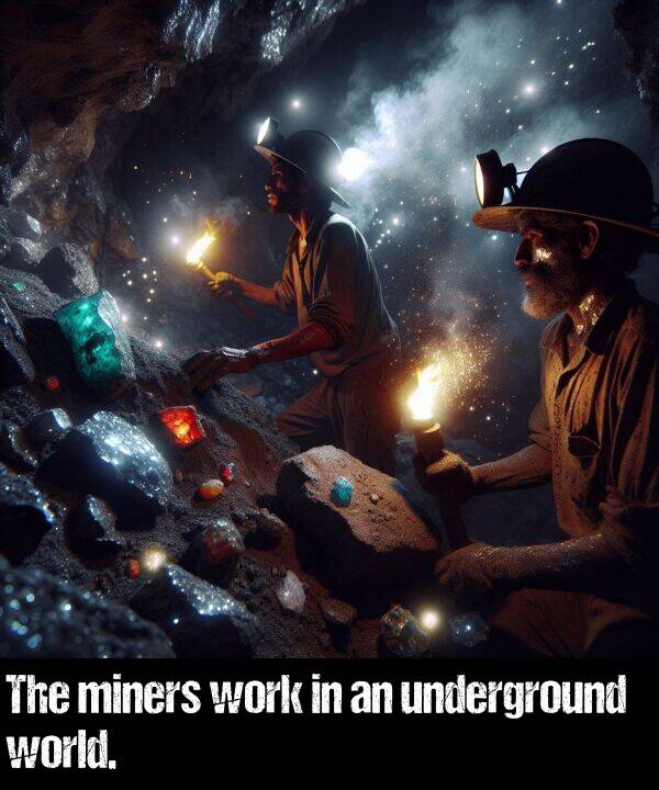 work: The miners work in an underground world.
